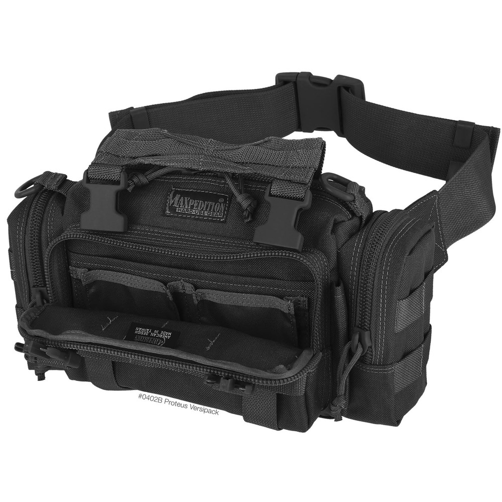 Maxpedition Proteus Versipack Waist Pack, Black - Durable & MOLLE Compatible