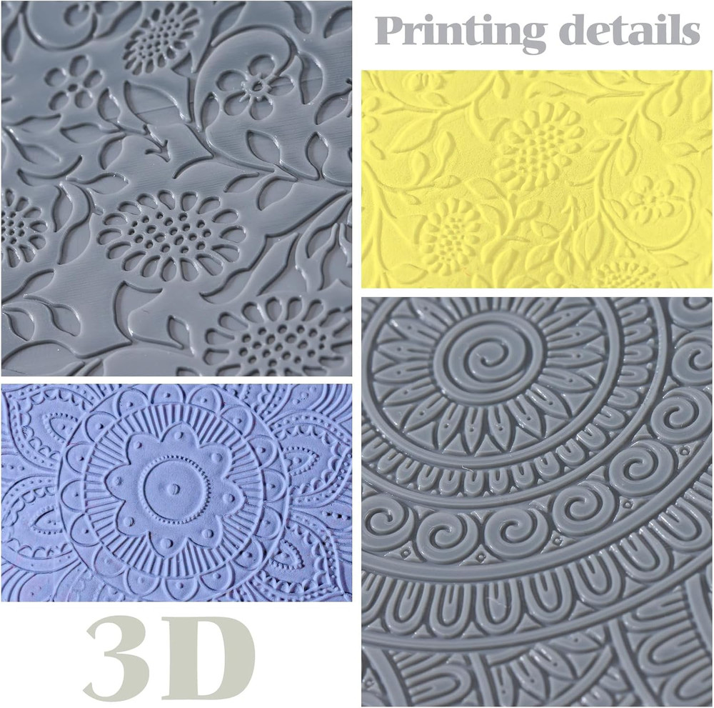 12 Pcs Polymer Clay Texture Sheets Mat Works with Polymer Clay Cutter Embossi...