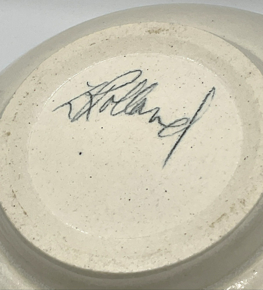 L Pollard Signed Art Pottery Mixing Bowl Signed Hand Made Spring Easter Decor