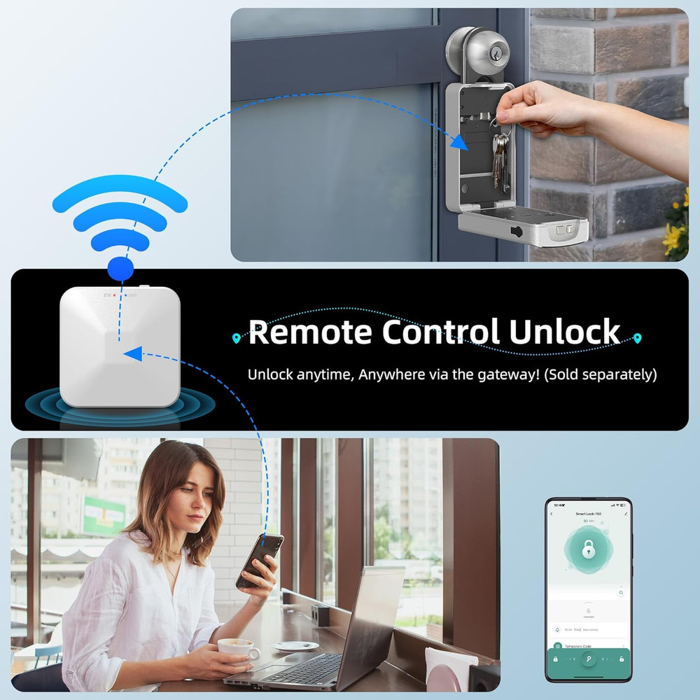 Fingerprint Key Box, Smart Key Lock Box with Bluetooth, Passcode, Doorbell, Weat