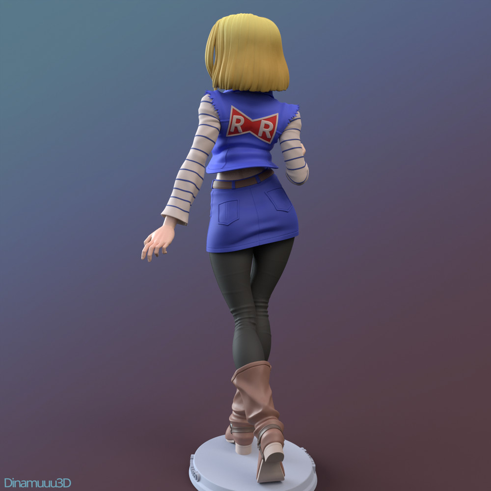 Android 18 3D SOLID RESIN Statue Model Part Kit-Space Gray-Unpainted