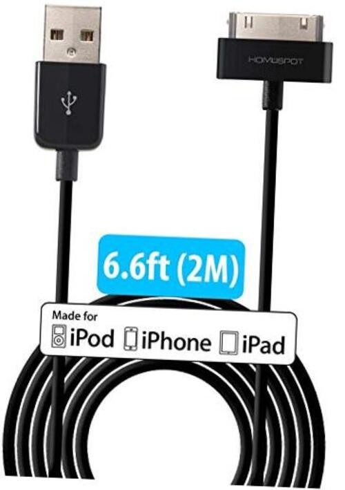 Sync & Charge 30 pin to USB Cable 6.6ft (2M) Extra Long Charging Cable