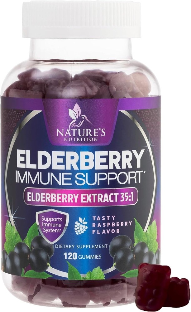 Elderberry Immune Support Gummies - Super Concentrated 35:1 Extract, Equivalent