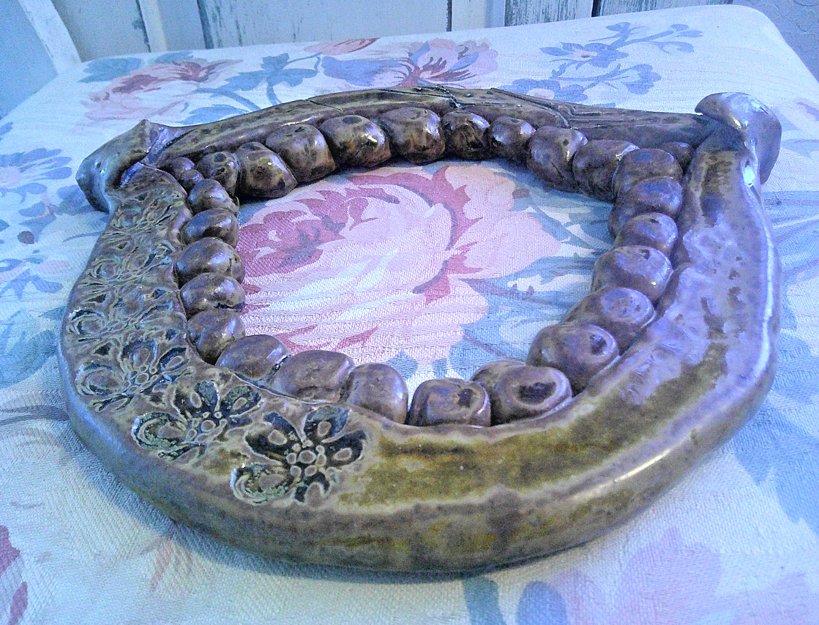 John Glick Plum Tree Pottery Mid Century Modern Hanging Wall Mirror