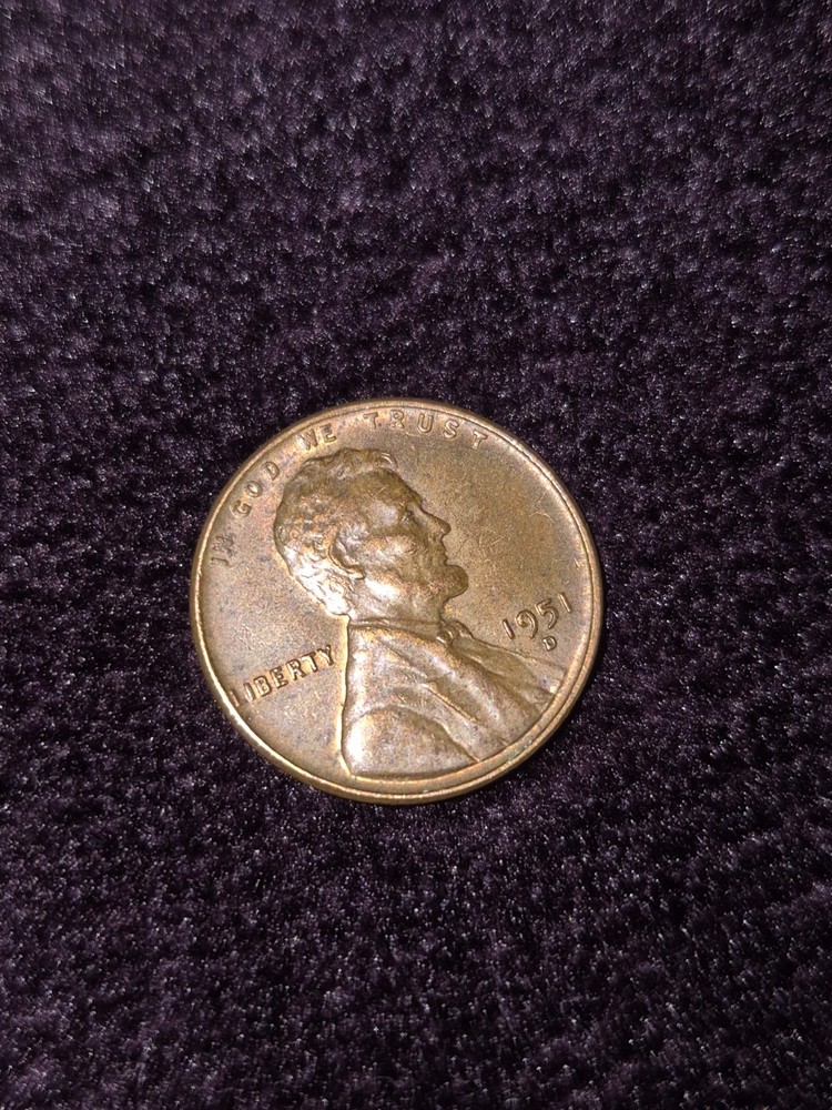 LINCOLN WHEAT PENNY 1951 D MINT ERROR AMERICAN COIN