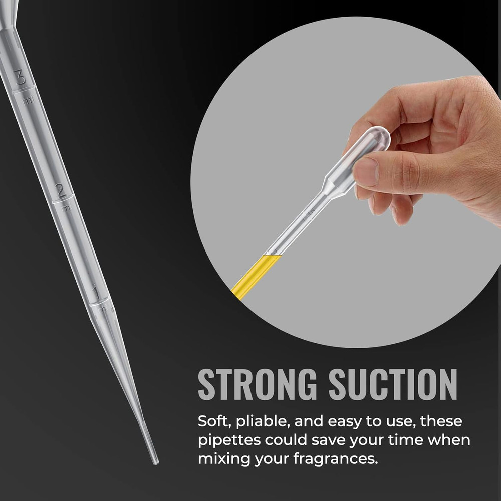 100Pcs 3Ml Disposable Plastic Transfer Pipettes Calibrated Dropper for Scienc...