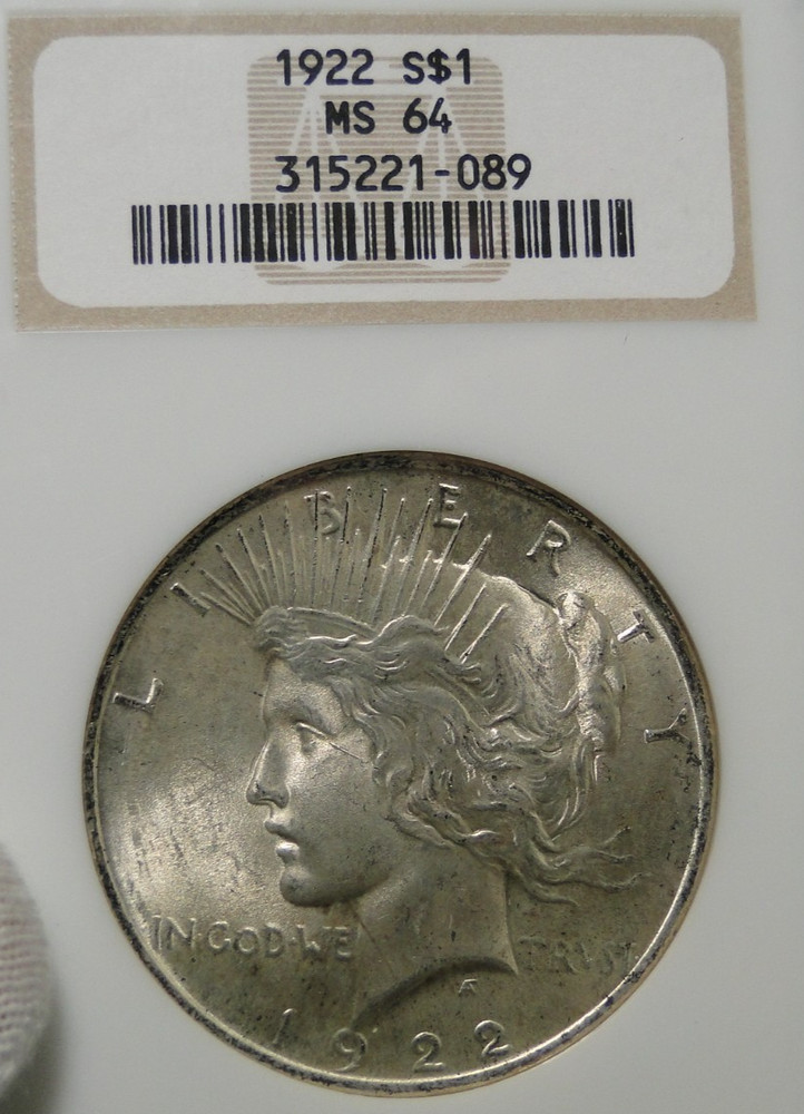 1922 Peace Dollar NGC MS 64 Uncirculated