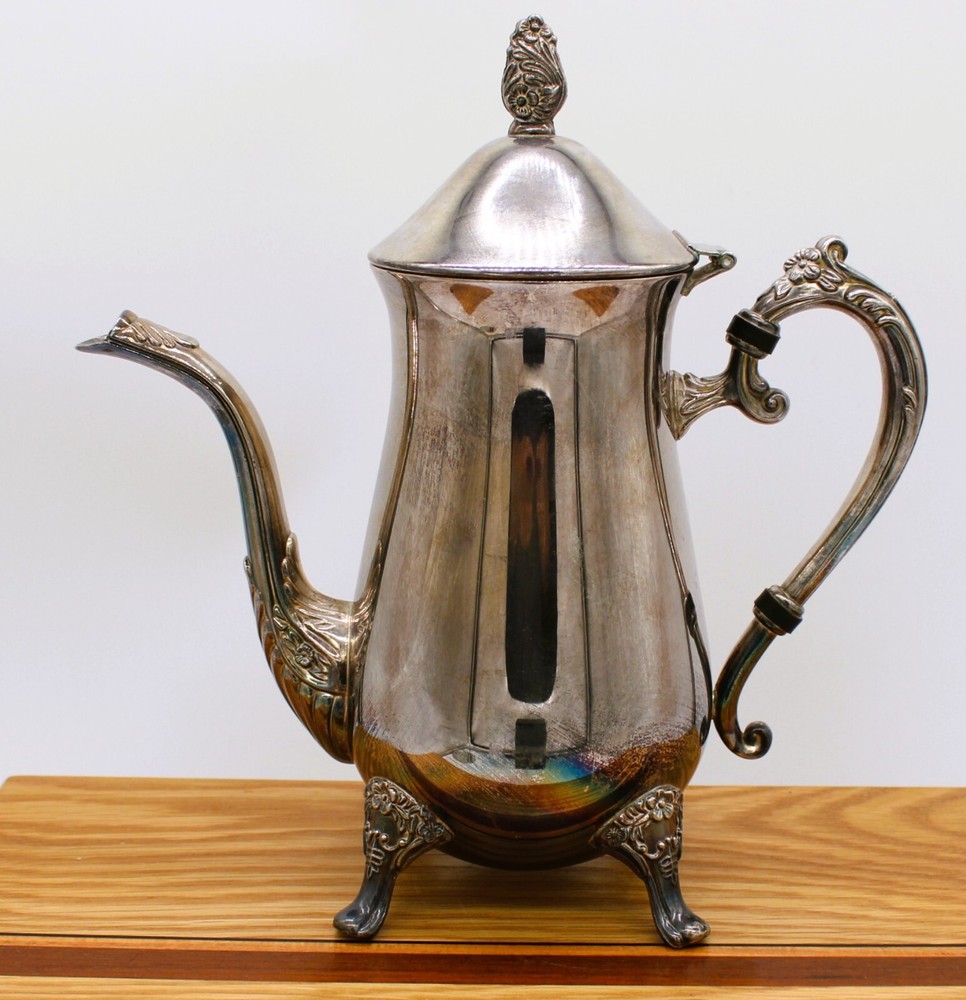 Vintage Silverplate Coffee Pot with Ornate Handle & Feet – Classic Footed