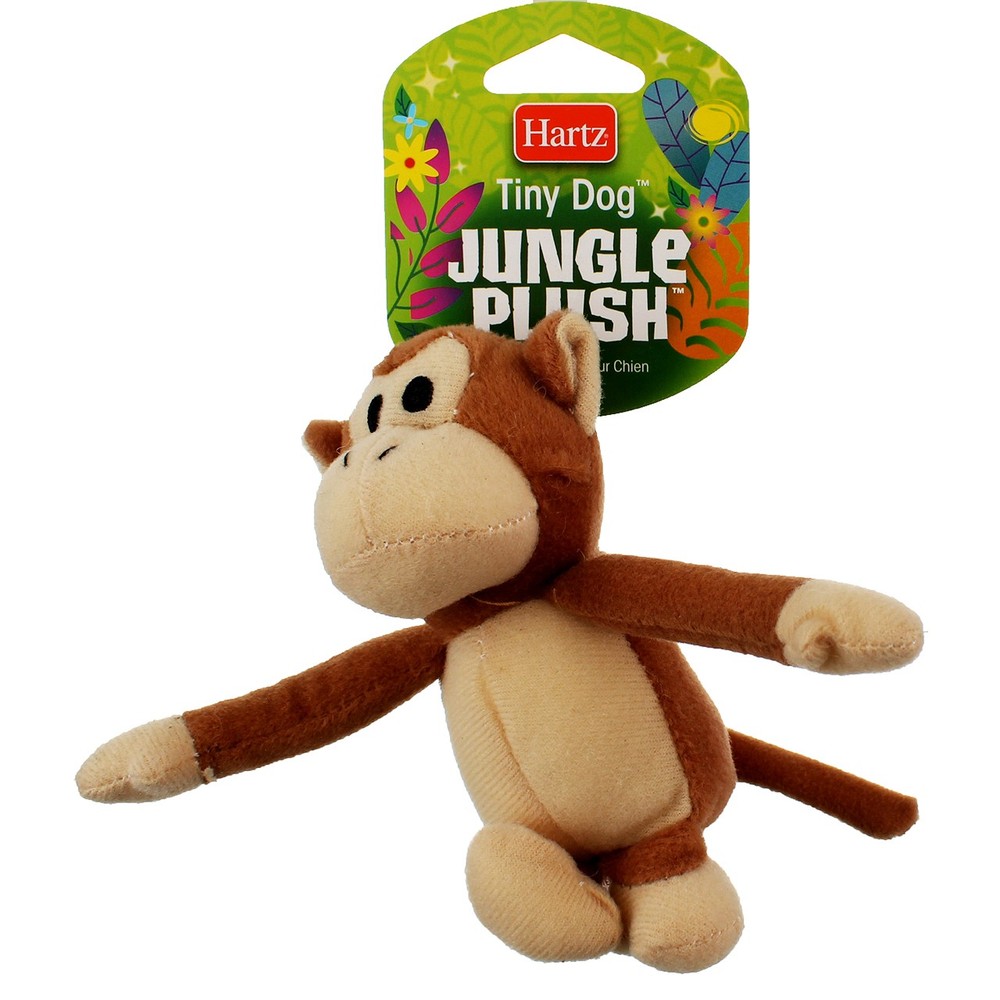 3 Pack Hartz Tiny Dog Jungle Plush Dog Toy, Assorted