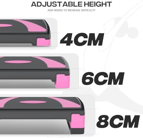 31" Aerobic Step Platform with 4-8" Adjustable Risers | Home Gym Workout Stepper