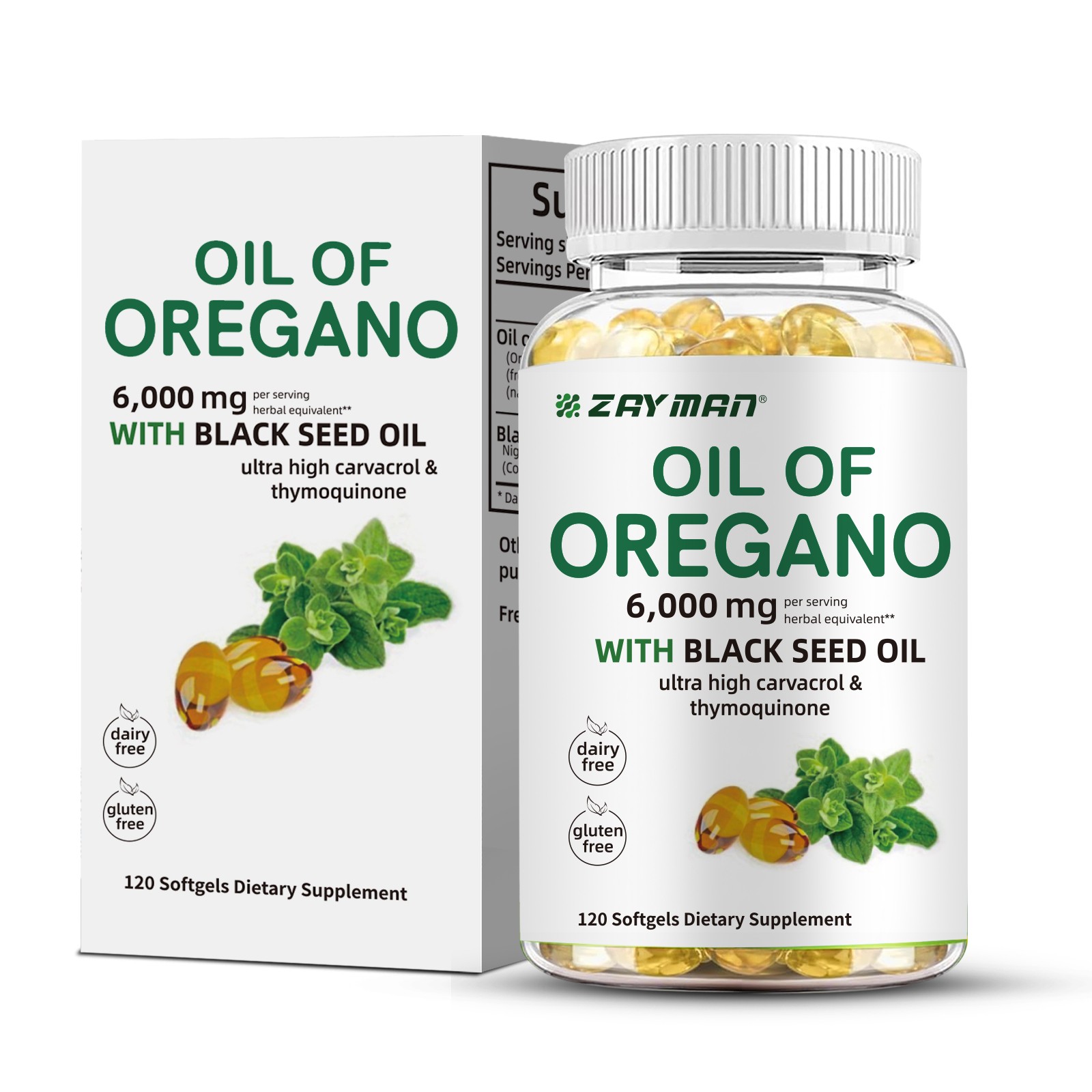 Oregano Oil 6000mg 120 Softgels Capsules Pills Contains Carvacrol Immue Support