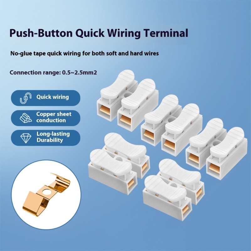 5A 2 In 2 Out Quick Connect Spring Wire Terminals Block for Secure Wiring