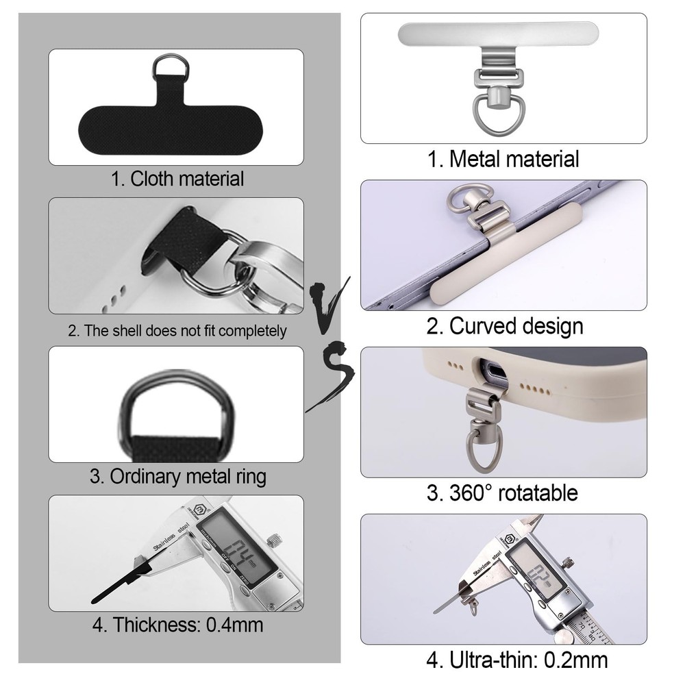 BOXOB Phone Tether Tab, Stainless Steel Cellphone Metal Patch Medium, Silver