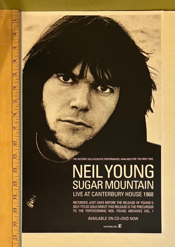 NEIL YOUNG sugar mountain Promo POSTER rolled 2-sided 2008 folk rock 11x17"