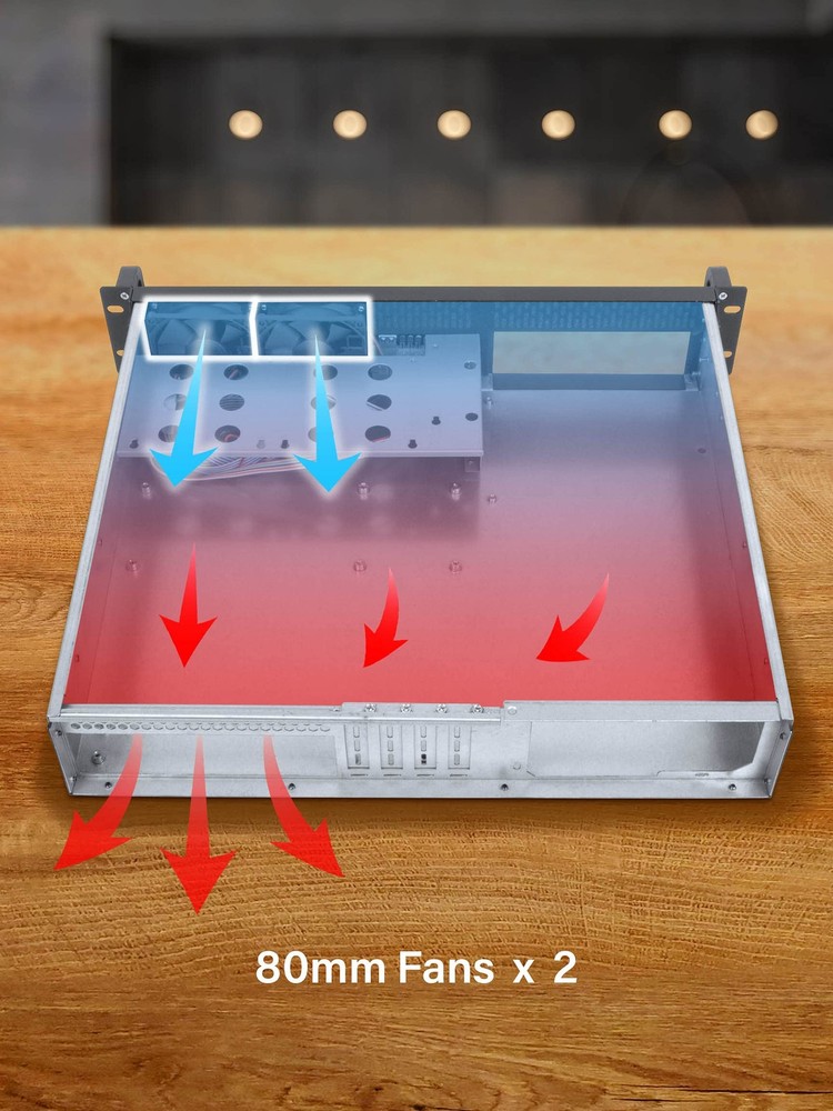 2U Server Chassis Rackmount Case | 4 3.5"/2.5" HDD, 1 5.25" Device | Micro-AT...