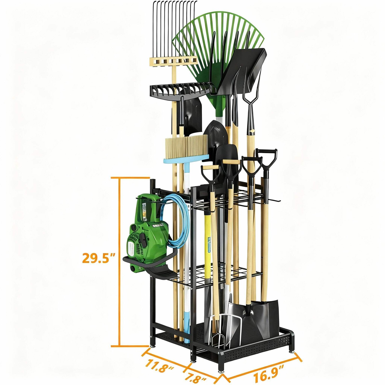 Heavy-Duty Garden Tool Organizer Rack for Garage & Yard