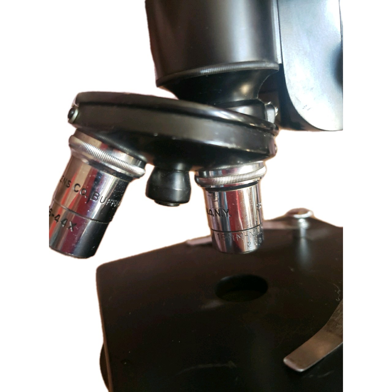 Vintage Microscope Spencer 146298 W/ 2 Lenses 623629 & 268173 Eyepiece 10x