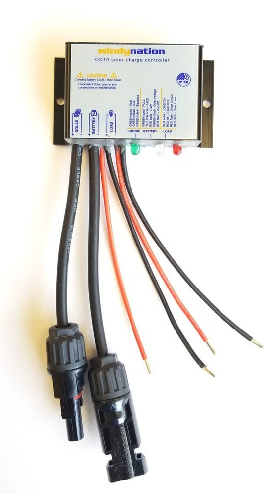 WindyNation Waterproof 10A 12V 24V Solar Charge Controller w LED Indicators