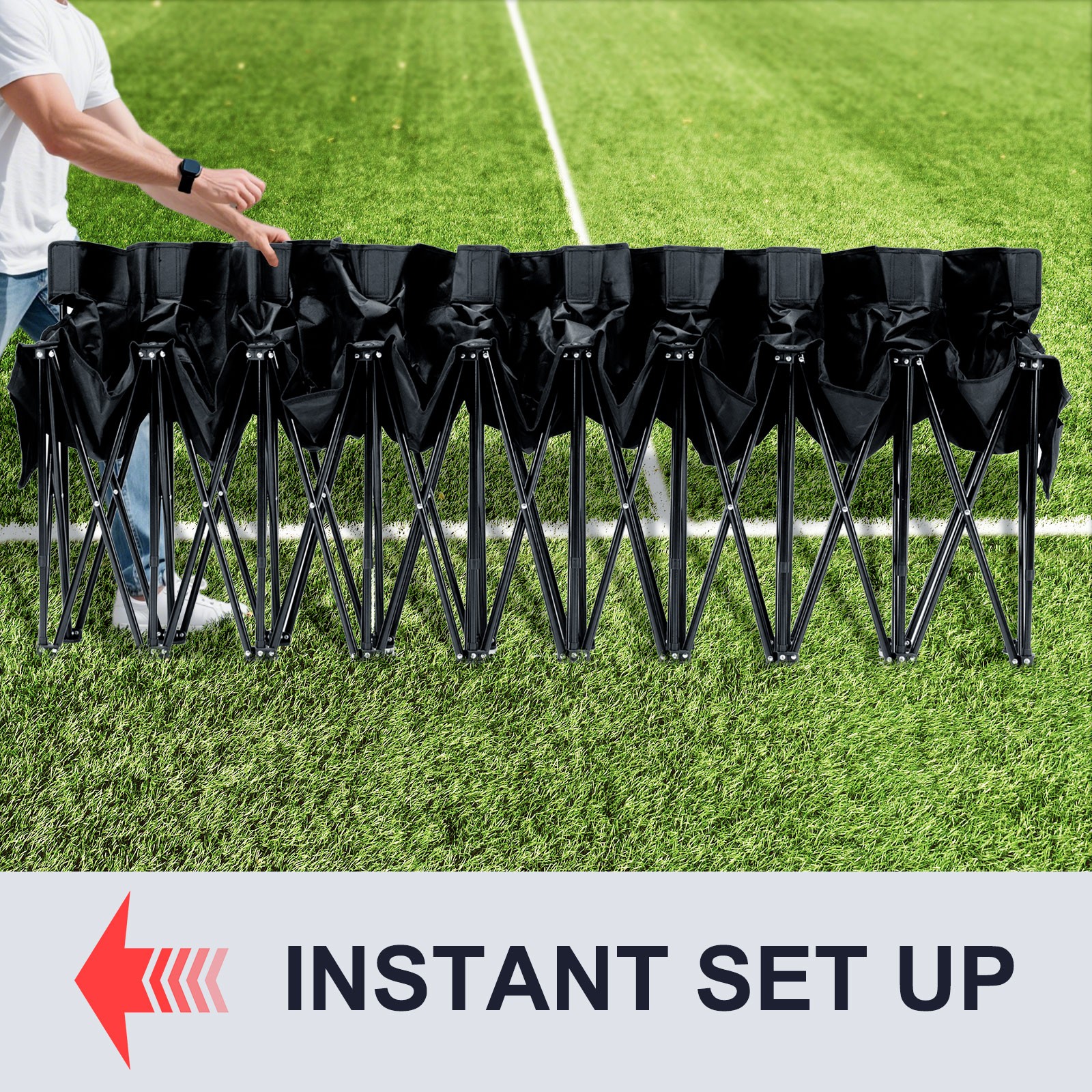 NAIZEA 4/6/9-Seater Sports Bench Folding Bench Chair Sideline Bench for Sports