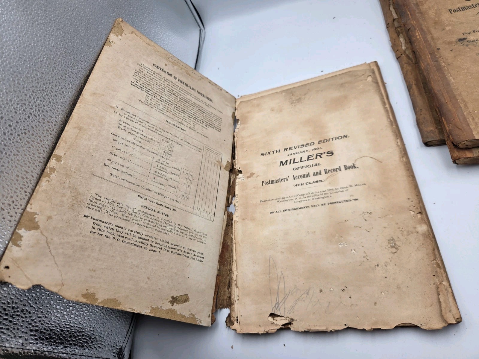 (4) Antique Postmasters Account Record Book 4th Class Abilene Virginia 1899-1906