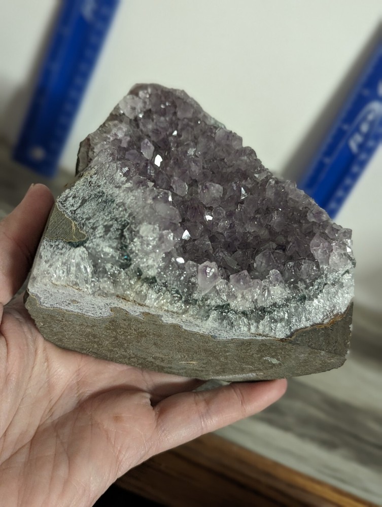 2 Amethyst standing cut base crystals geodes. 5 pounds lbs