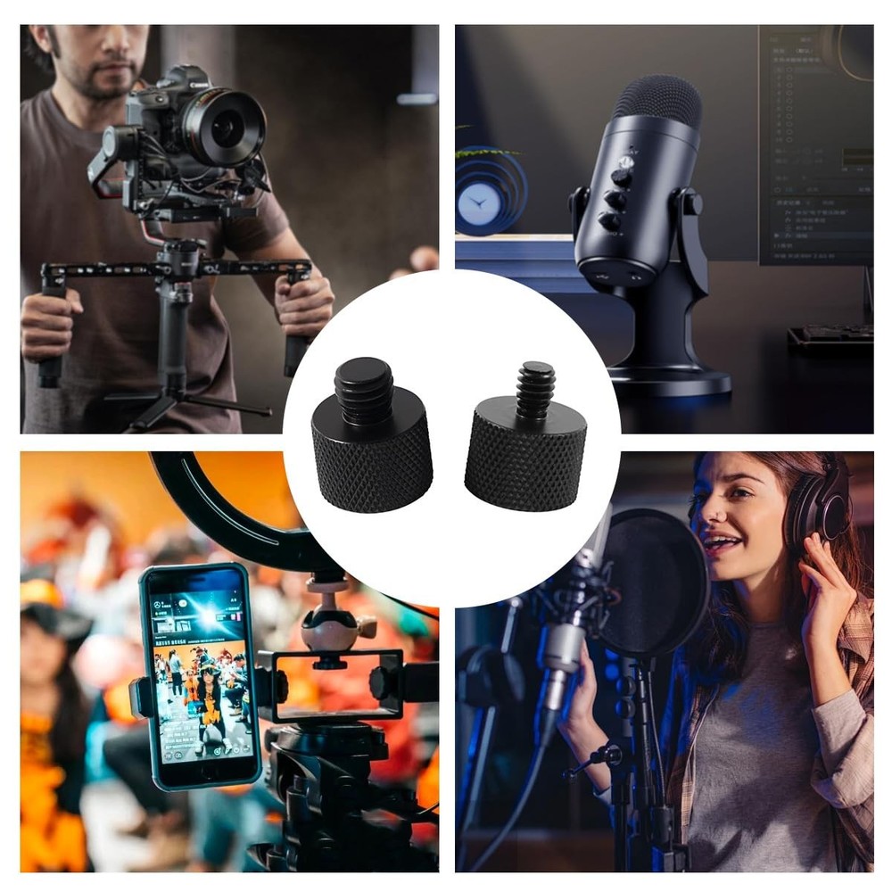 Threaded Tripod Screw Adapter Double Head Stud Standard Mounting Thread Black