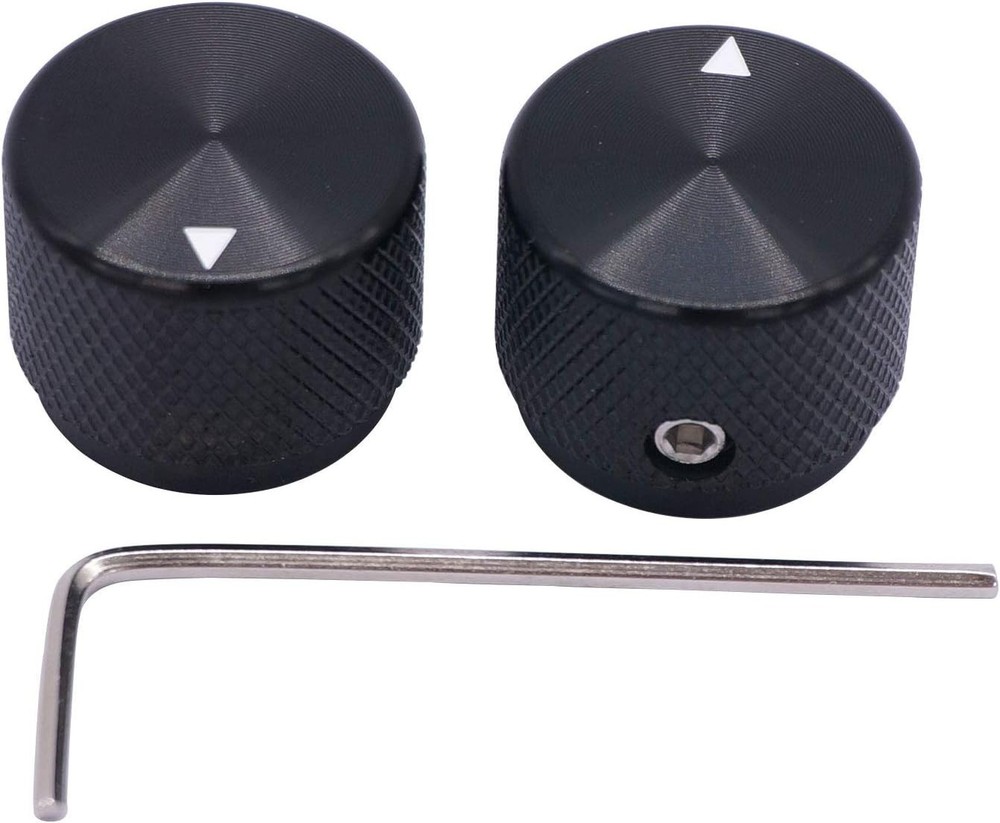 Durable 2pcs Rotary Potentiometer Knobs - Black Anodized Aluminum, 20x15.5mm