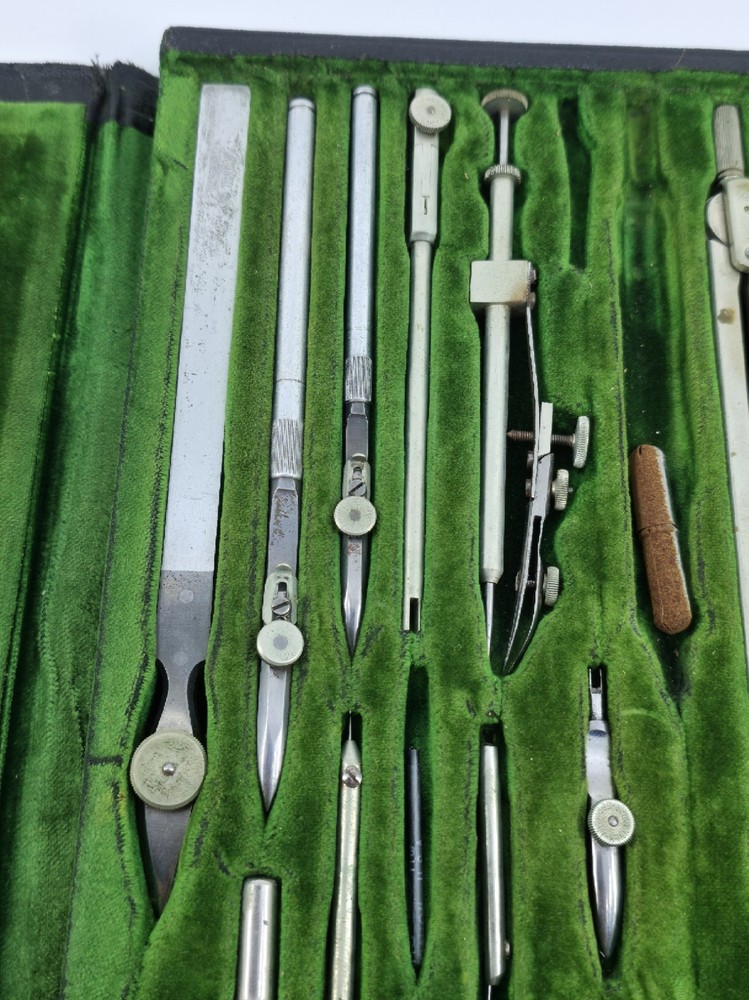 Vintage GEORG SCHOENNER GERMANY Drafting Set Technical Drawing Instruments Case