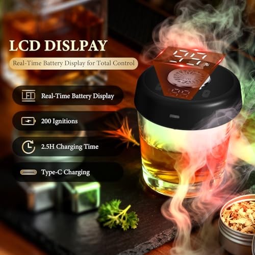 Electric Whiskey Smoker Kit with 7 Light Modes,Rechargeable Cocktail Basic Set
