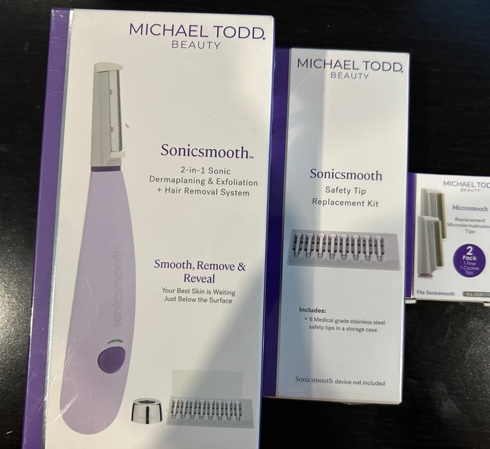 Michael Todd Sonicsmooth Dermaplaning System/8 pack safety tip kit/micro smooth