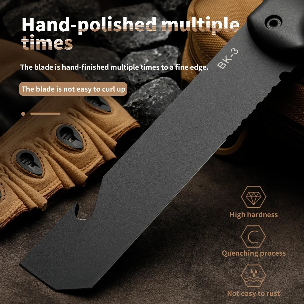 Ultimate Survival Chopper Knife Chisel Blade Edge Grind Batoning Baton Bugout