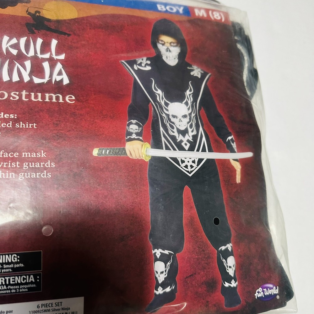Boys Medium 8 Skull Ninja Costume Halloween