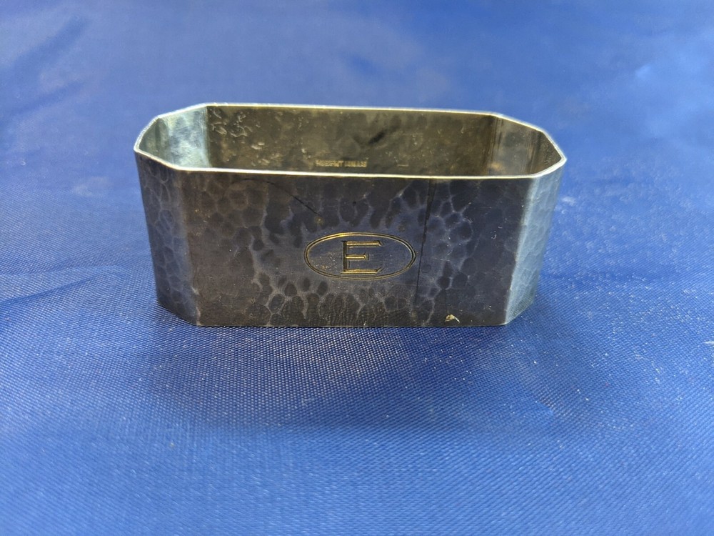 Antique Robert Mills Arts & Crafts Sterling Silver Napkin Ring "E" initial