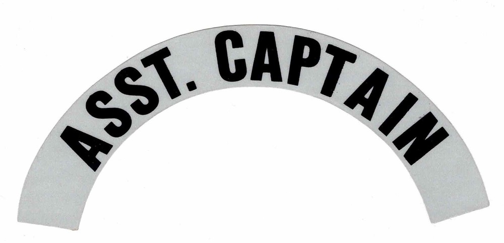 ASST. CAPTAIN Highly Reflective Fire Helmet Crescent Decals -  A PAIR