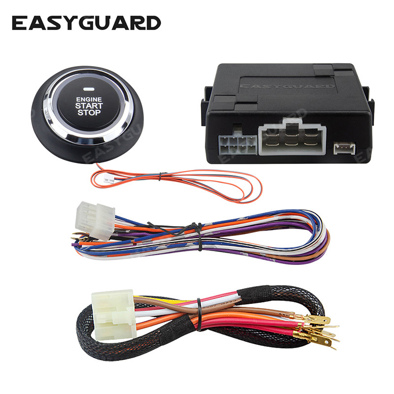 Smart push button engine start module compatible with OEM remote control alarm