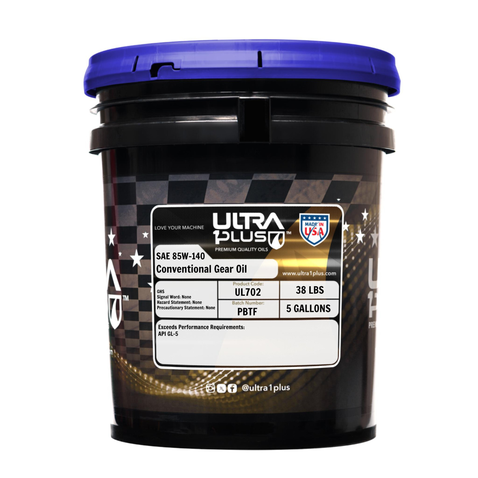 Ultra1Plus SAE 85W140 Conventional Gear Oil API GL-5 | 5 Gallon Pail