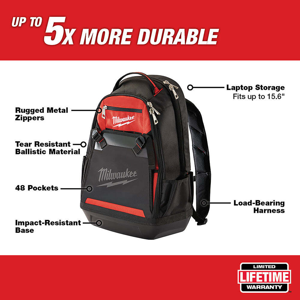 Milwaukee 48-22-8200 35-Pocket Impact Resistant 1680 Ballistic Jobsite Backpack