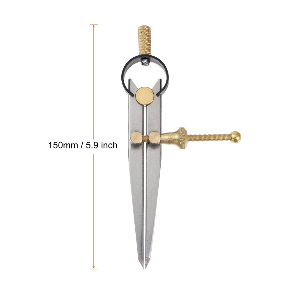 Spring Joint Caliper 4" 100mm Spring Divider with Brass Fulcrum, Flat Leg