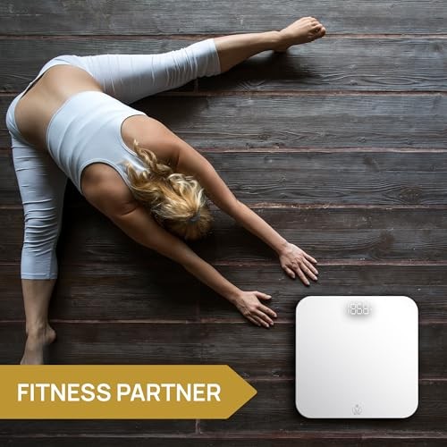 Bathroom Scale, Highly Accurate Digital Bathroom Body Scale, Measures White
