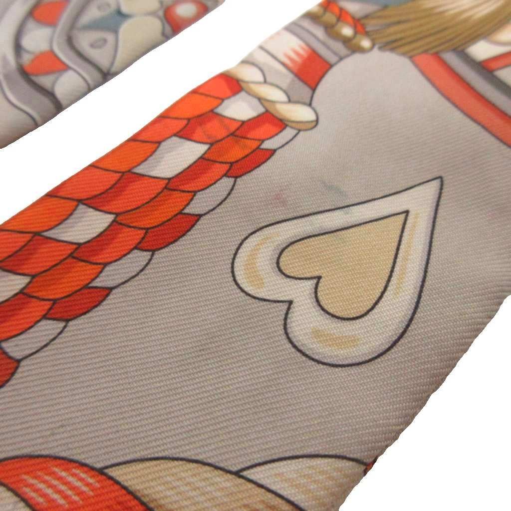Hermès Twilly Arne de Coeur Orange Silk Scarf 84cm Used