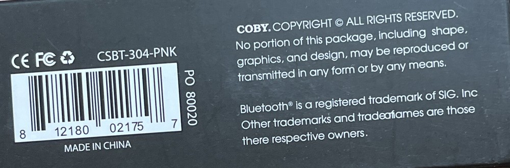 Coby compact bluetooth speaker. Color Is Pink. Condition New.