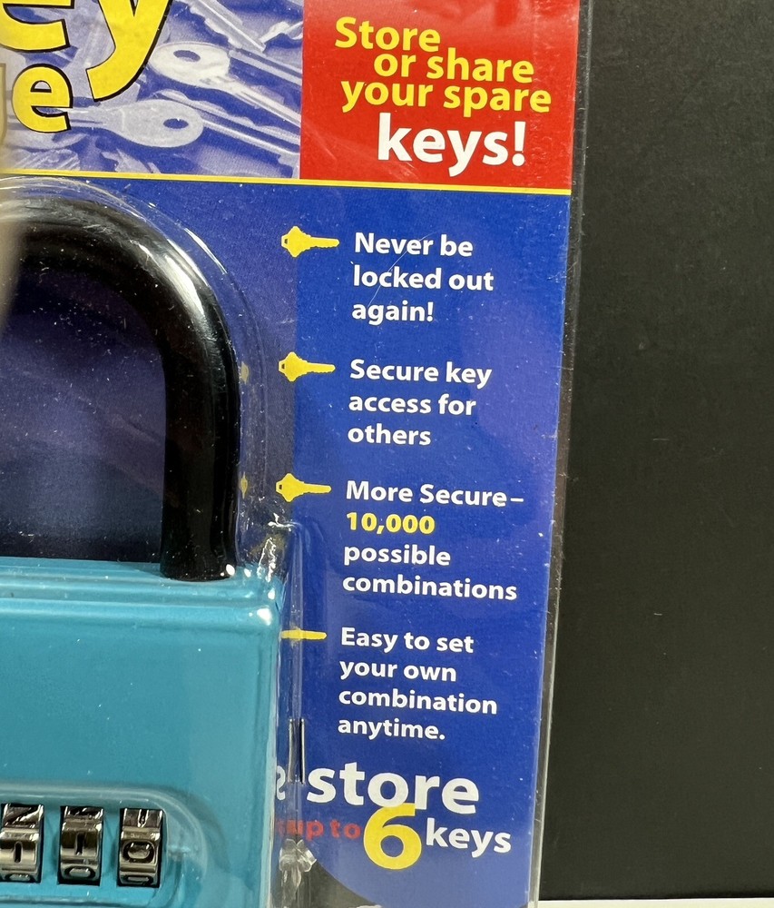 ShurLok SL-100W 4-Dial Numbered Key Storage Combination Lock Box, Blue