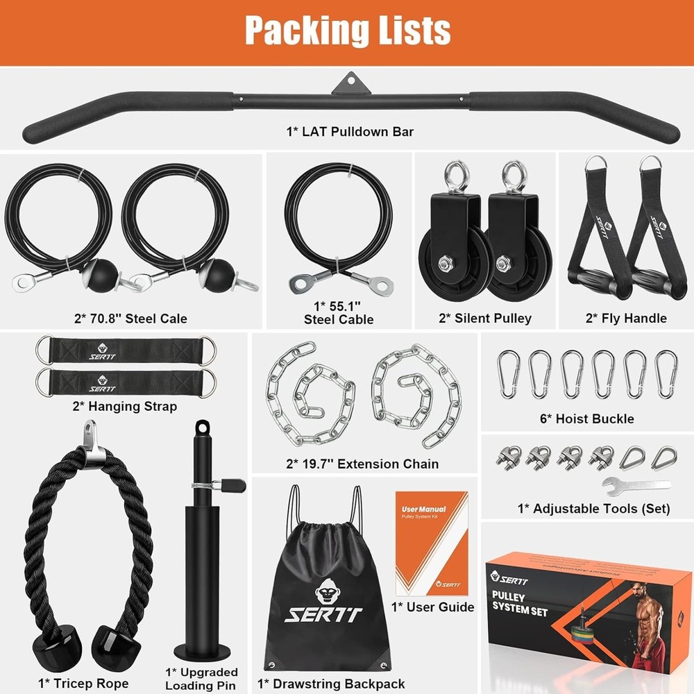 Home Gym Pulley System - Tricep Workout, Lat Pulldown, Biceps Curl, Triceps, ...