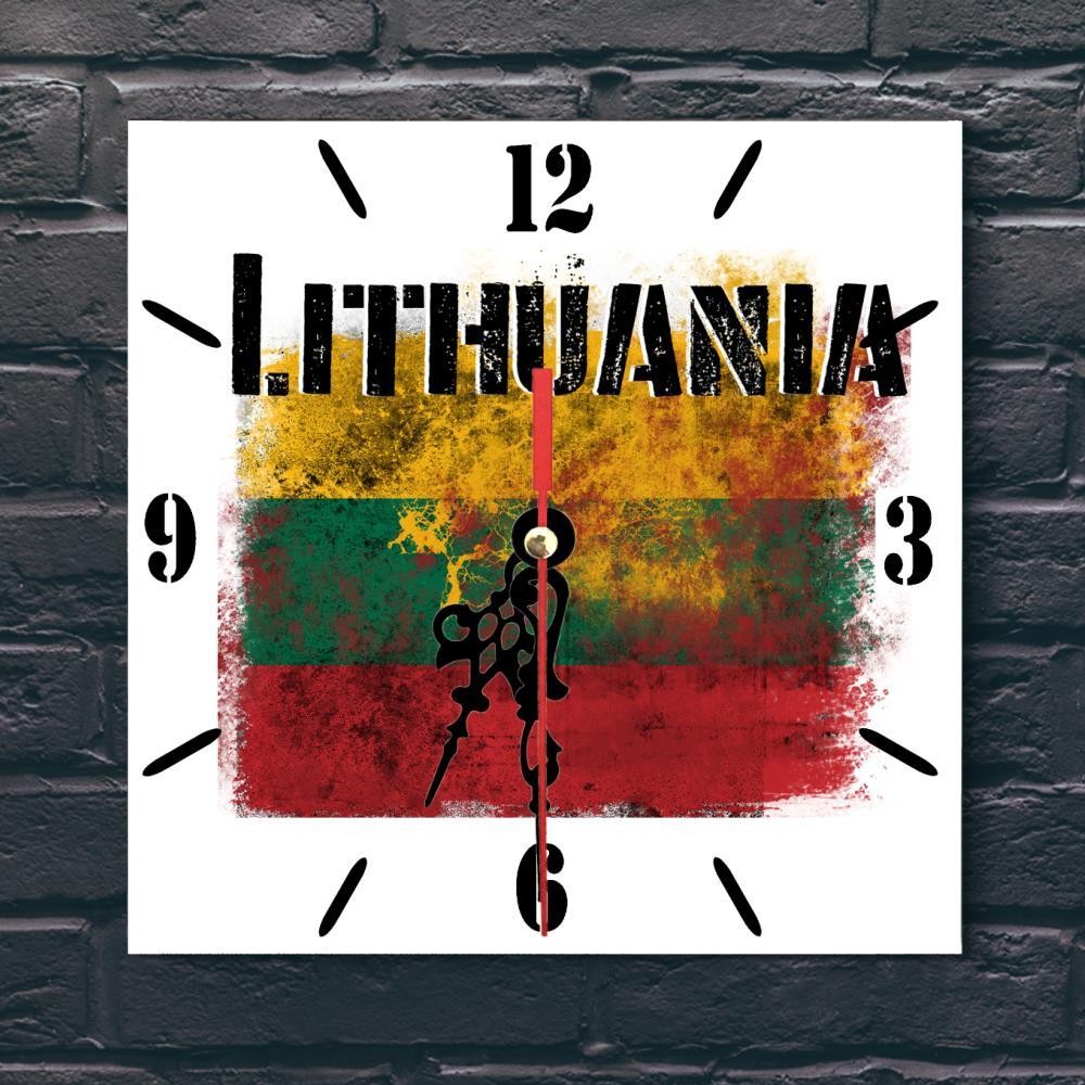 Lithuania Flag Wall clock patriots CERAMIC Tile Watch Support Décor