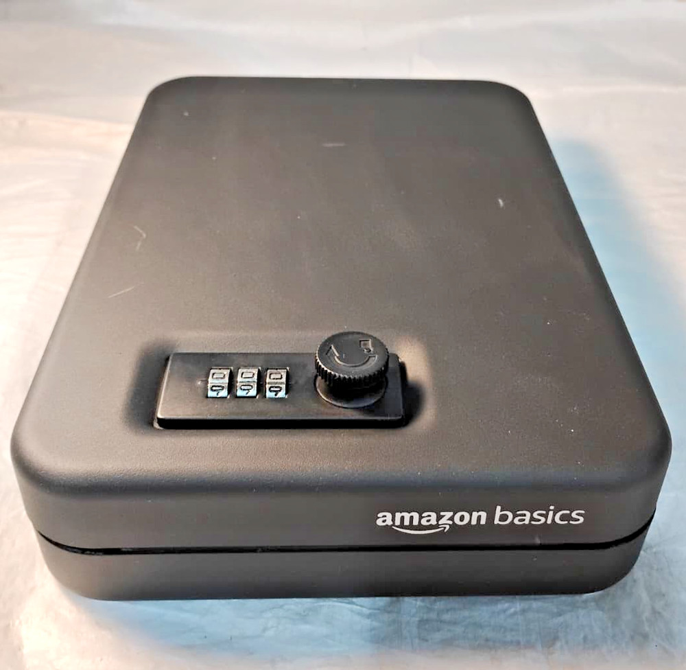 Amazon Basics Portable Security Case Lock Box Safe with Combination Lock