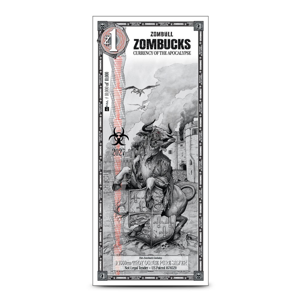 2027 1 ZOMBUCKS WORLD ~ ZOMBULL SILVER NOTE 1/1000 OZ