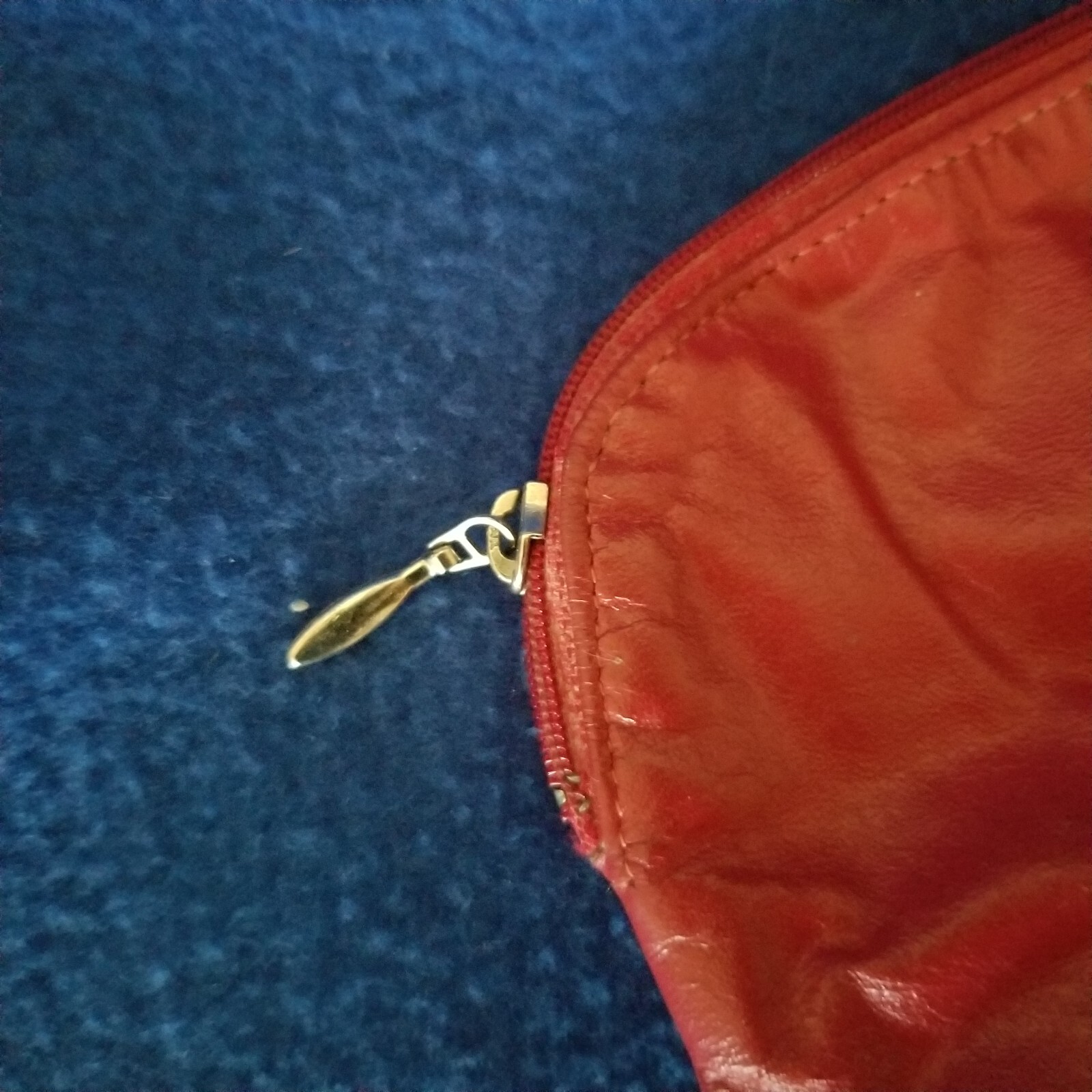 Disney Vintage Red Leather Mickey Mouse Small Zippered Cosmetic Bag Clutch