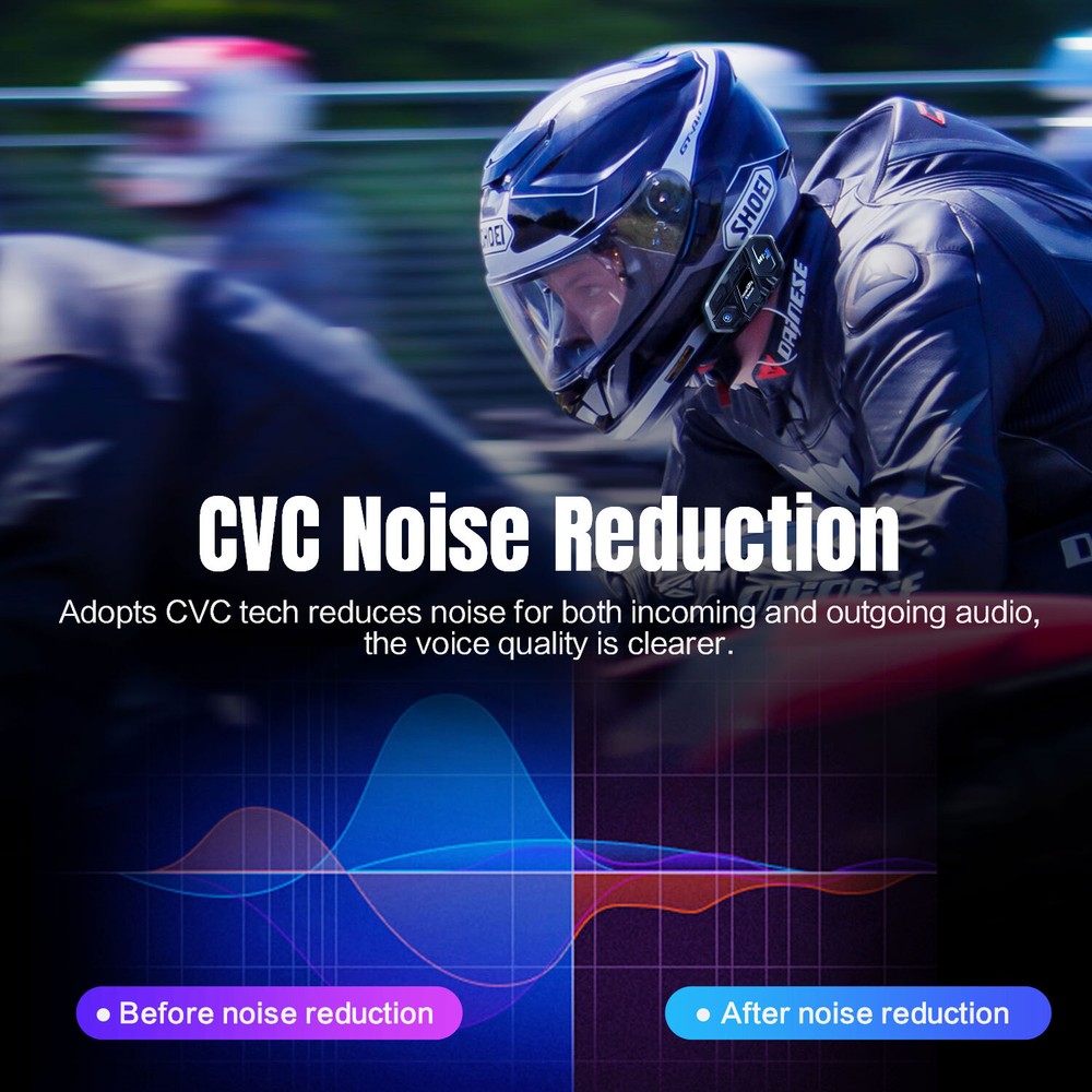 2x M1-S Pro Motorcycle Intercom 2000m 8 Riders Bluetooth Helmet Headset with Mic