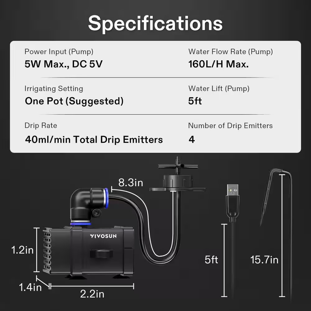 Flexfeed Drip Irrigation Potted Plant Kit 4W Automatic Irrigation System with Pu
