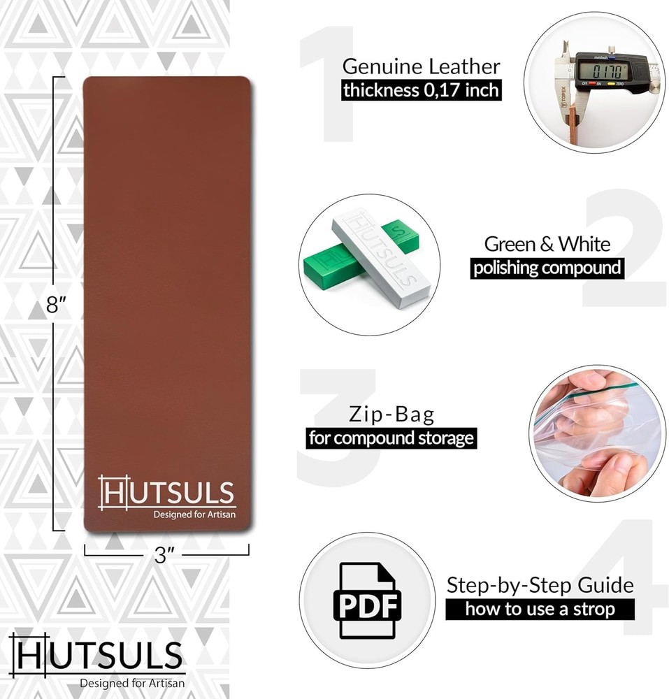 Hutsuls Knife Stropping Leather for Sharpening - Get Razor-Sharp Edges with Leat